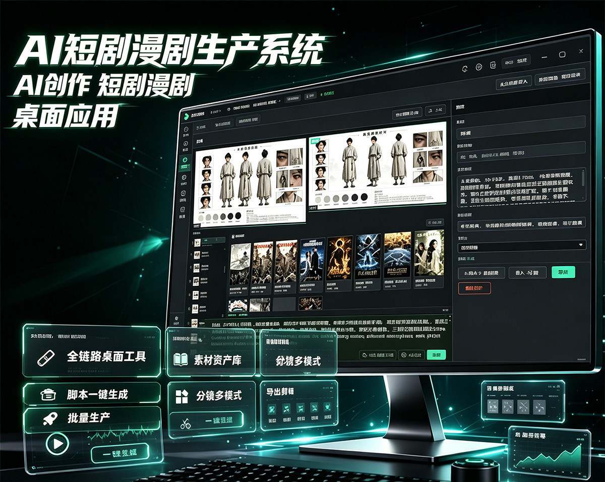 AI短剧漫剧全链路生产系统整套源码交付支持二次开发分镜批量出图配音一键成片导出剪映